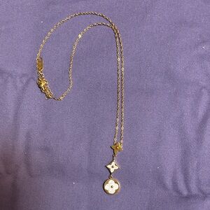 Gold and White Pendant Necklace